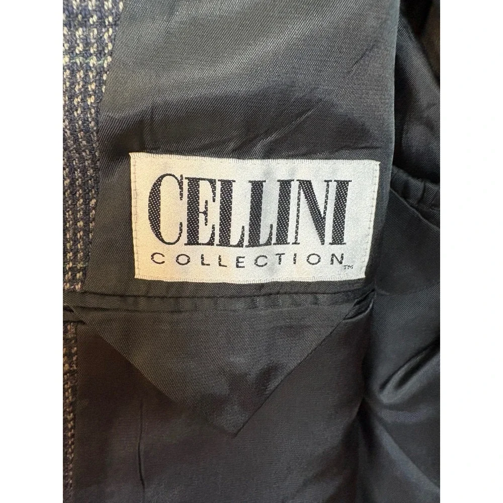 CELLINI COLLECTION Mens Plaid‎ Hand Tailored 100% Silk Sport Coat Blazer 42L
